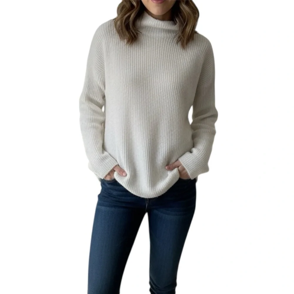 MNG Mock Neck Cream Sweater Sz‎ L